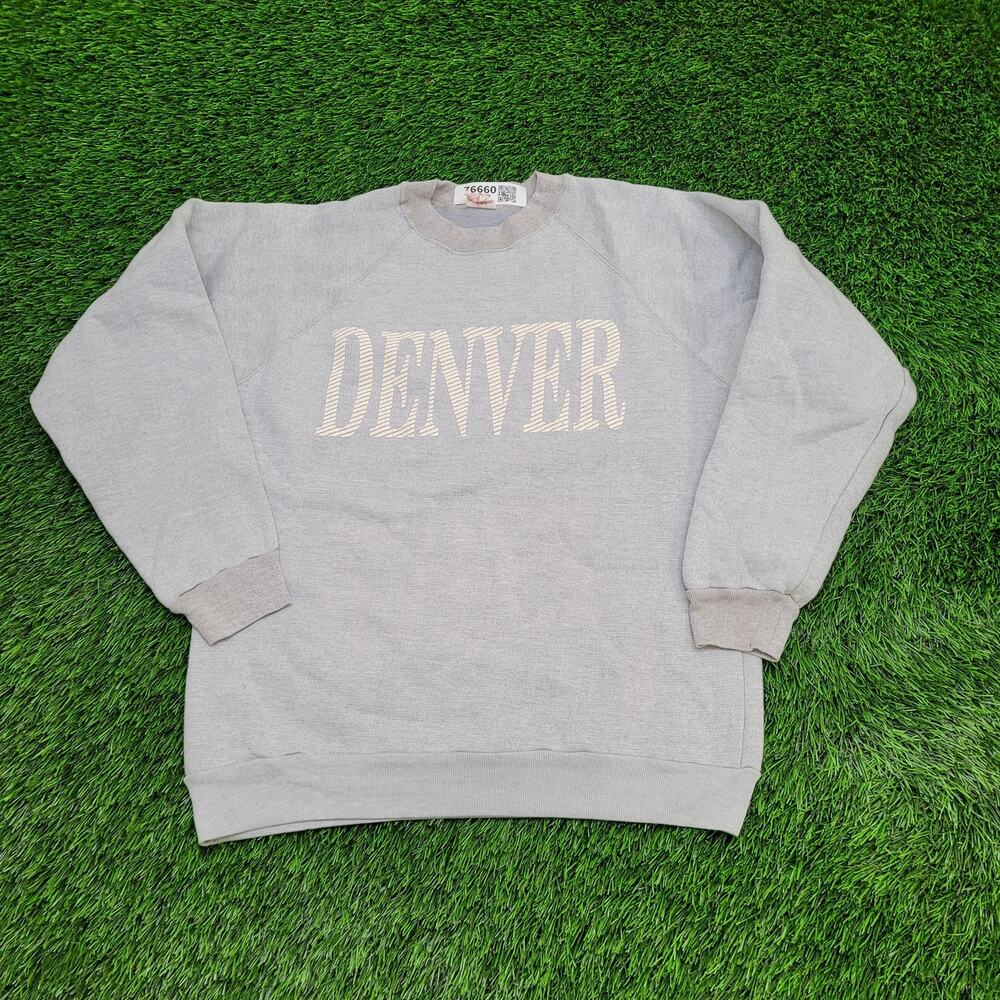 Vintage 80s Denver Sweatshirt Womens Large 20x24 Gray Raglan